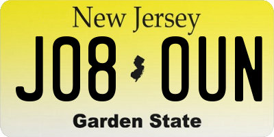 NJ license plate J08OUN