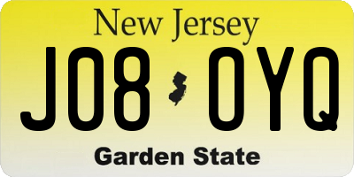 NJ license plate J08OYQ