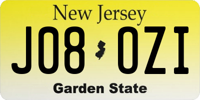 NJ license plate J08OZI