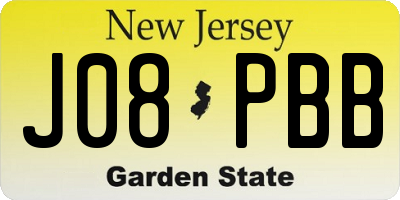 NJ license plate J08PBB