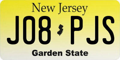 NJ license plate J08PJS