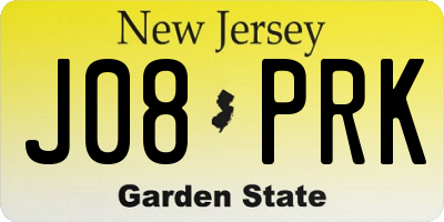 NJ license plate J08PRK
