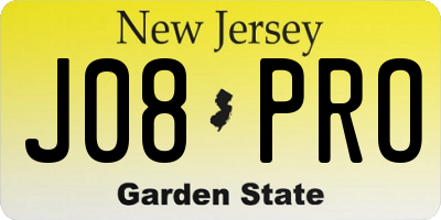NJ license plate J08PRO