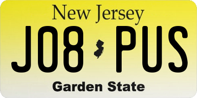 NJ license plate J08PUS