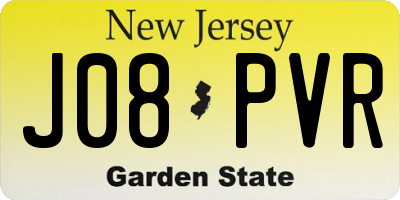 NJ license plate J08PVR