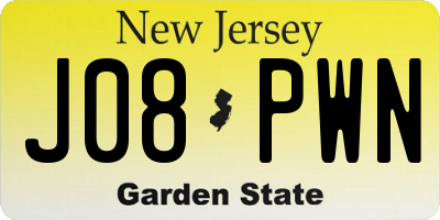 NJ license plate J08PWN