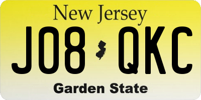 NJ license plate J08QKC