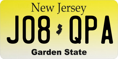 NJ license plate J08QPA