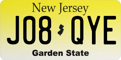 NJ license plate J08QYE