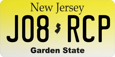 NJ license plate J08RCP