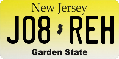 NJ license plate J08REH