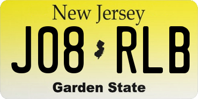 NJ license plate J08RLB