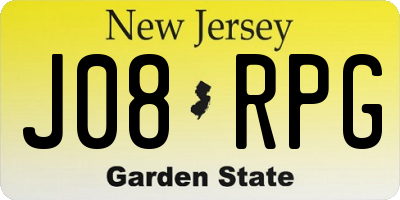NJ license plate J08RPG