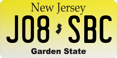 NJ license plate J08SBC