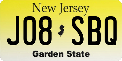 NJ license plate J08SBQ