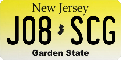 NJ license plate J08SCG
