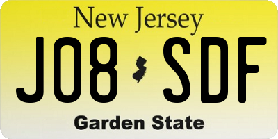 NJ license plate J08SDF