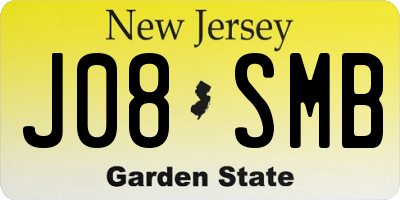 NJ license plate J08SMB