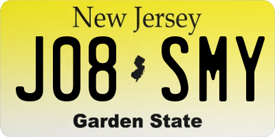 NJ license plate J08SMY
