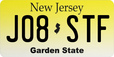 NJ license plate J08STF