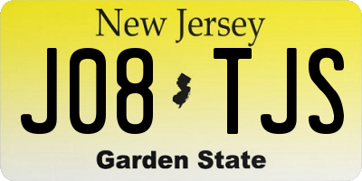 NJ license plate J08TJS