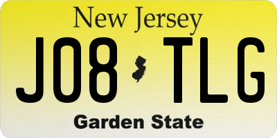 NJ license plate J08TLG