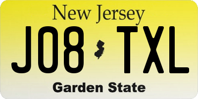 NJ license plate J08TXL
