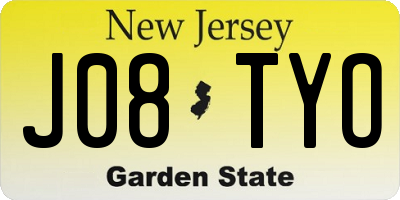 NJ license plate J08TYO
