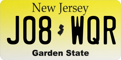 NJ license plate J08WQR