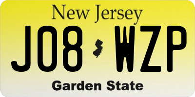 NJ license plate J08WZP