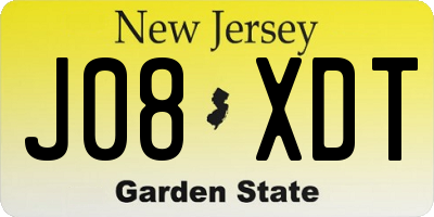NJ license plate J08XDT