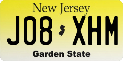 NJ license plate J08XHM