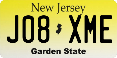NJ license plate J08XME