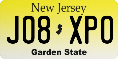 NJ license plate J08XPO