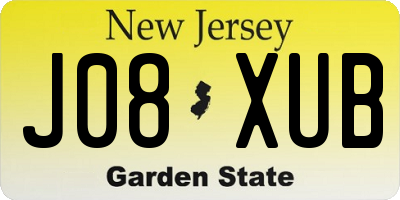 NJ license plate J08XUB