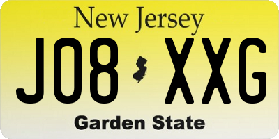 NJ license plate J08XXG