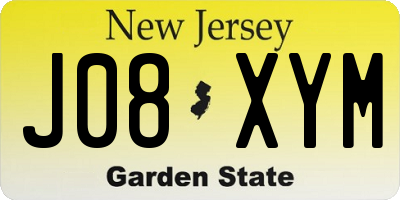 NJ license plate J08XYM