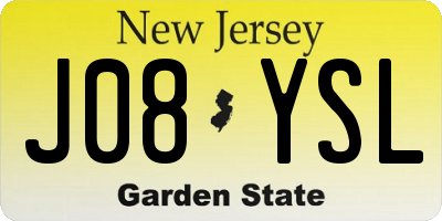 NJ license plate J08YSL