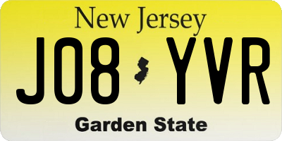 NJ license plate J08YVR