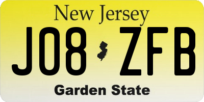 NJ license plate J08ZFB