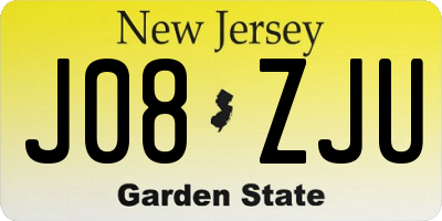 NJ license plate J08ZJU