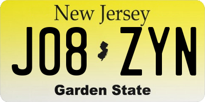 NJ license plate J08ZYN