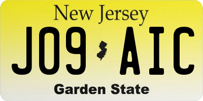 NJ license plate J09AIC