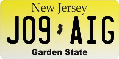 NJ license plate J09AIG