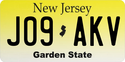 NJ license plate J09AKV