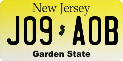 NJ license plate J09AOB