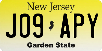NJ license plate J09APY