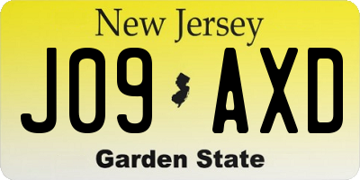 NJ license plate J09AXD