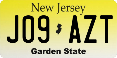 NJ license plate J09AZT