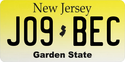 NJ license plate J09BEC